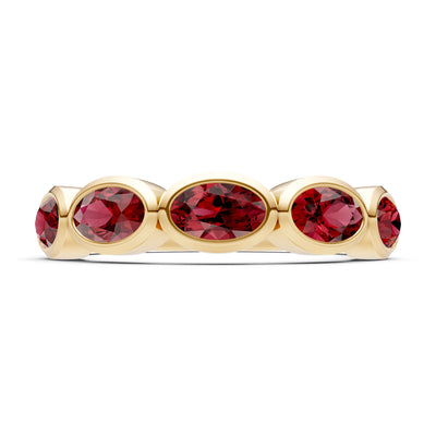 Oval Gemstone Bezel Set Half Eternity Band