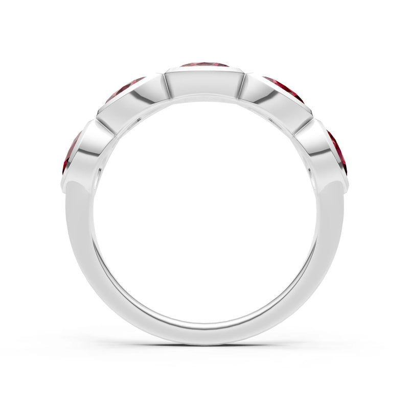 Oval Gemstone Bezel Set Half Eternity Band