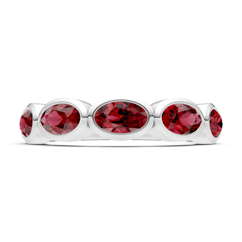 Garnet Bezel Set Oval Cut Half Eternity Band