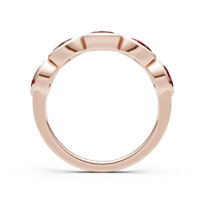 Oval Gemstone Bezel Set Half Eternity Band