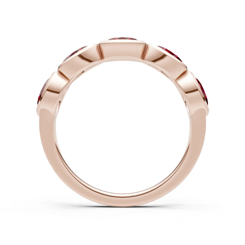 Oval Gemstone Bezel Set Half Eternity Band