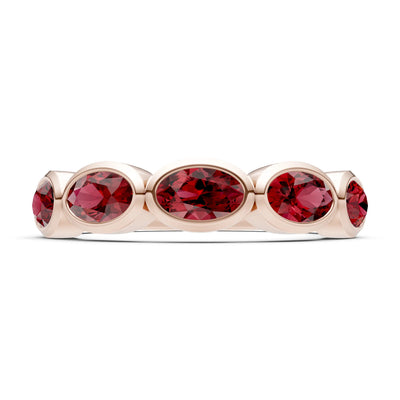 Oval Gemstone Bezel Set Half Eternity Band