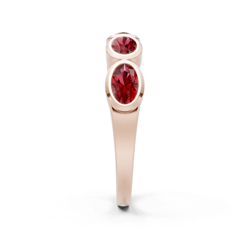 Oval Gemstone Bezel Set Half Eternity Band