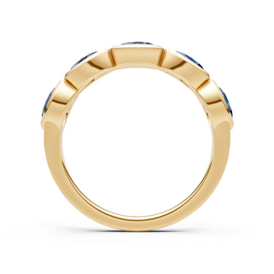 Oval Gemstone Bezel Set Half Eternity Band