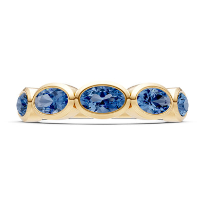 Oval Gemstone Bezel Set Half Eternity Band