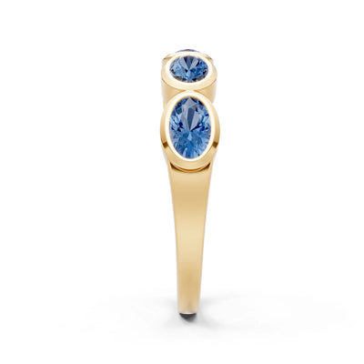 Oval Gemstone Bezel Set Half Eternity Band