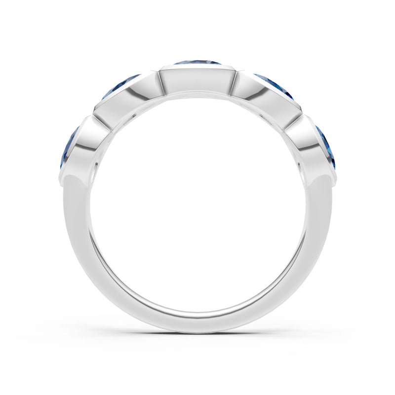 Oval Gemstone Bezel Set Half Eternity Band