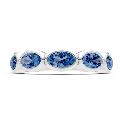 Oval Gemstone Bezel Set Half Eternity Band