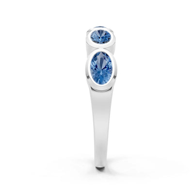 Oval Gemstone Bezel Set Half Eternity Band