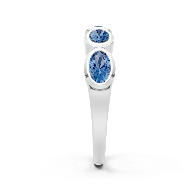 Oval Gemstone Bezel Set Half Eternity Band