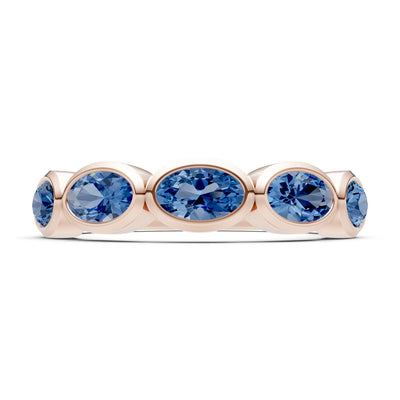 Oval Gemstone Bezel Set Half Eternity Band