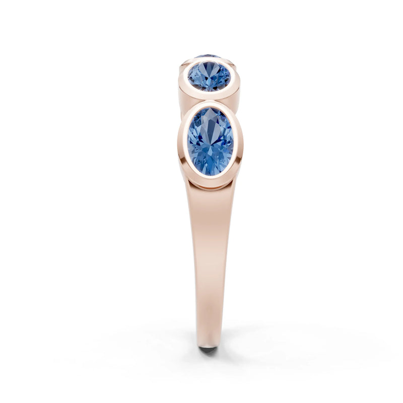 Oval Gemstone Bezel Set Half Eternity Band