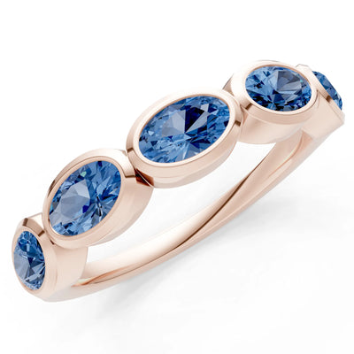 Oval Gemstone Bezel Set Half Eternity Band