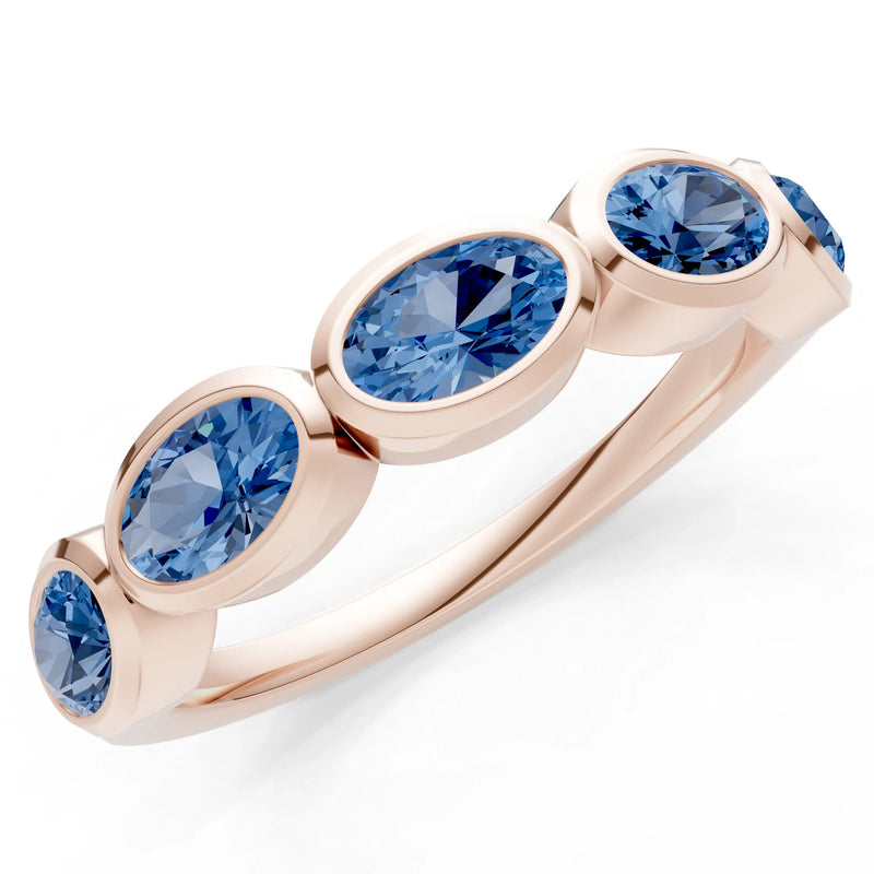 Oval Gemstone Bezel Set Half Eternity Band