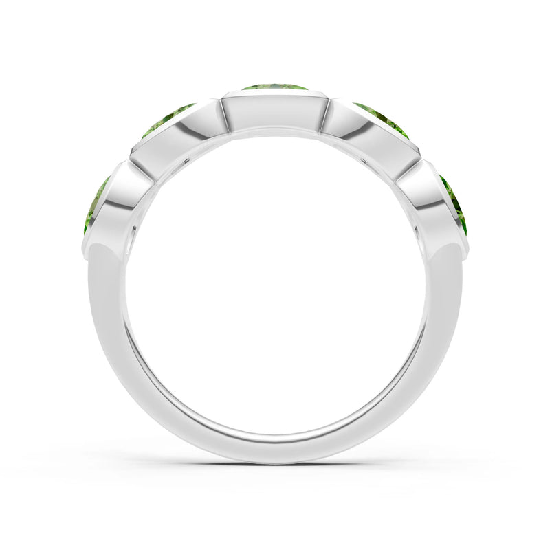 Oval Gemstone Bezel Set Half Eternity Band