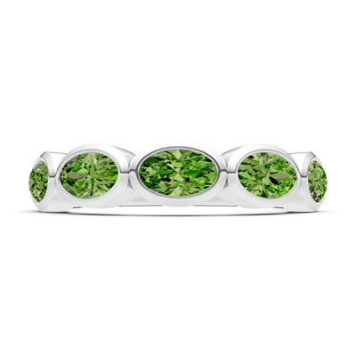 Oval Gemstone Bezel Set Half Eternity Band