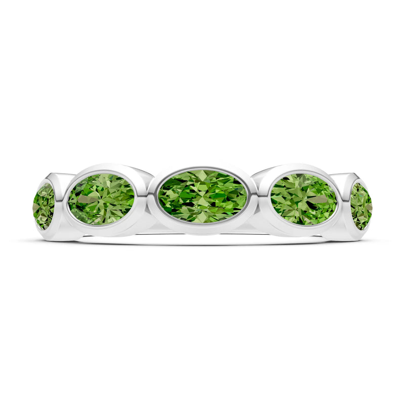 Oval Gemstone Bezel Set Half Eternity Band