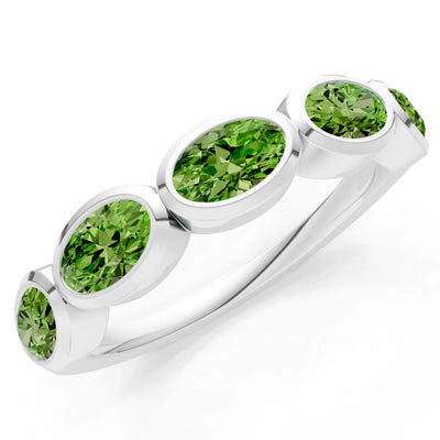 Oval Gemstone Bezel Set Half Eternity Band