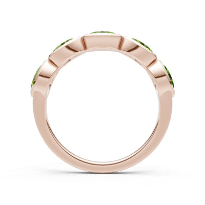 Oval Gemstone Bezel Set Half Eternity Band
