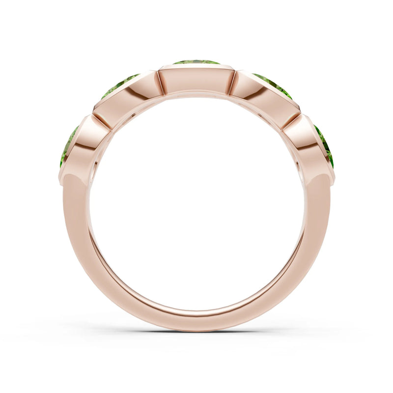 Oval Gemstone Bezel Set Half Eternity Band
