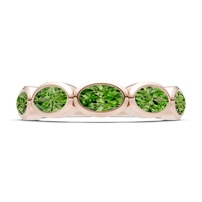 Oval Gemstone Bezel Set Half Eternity Band