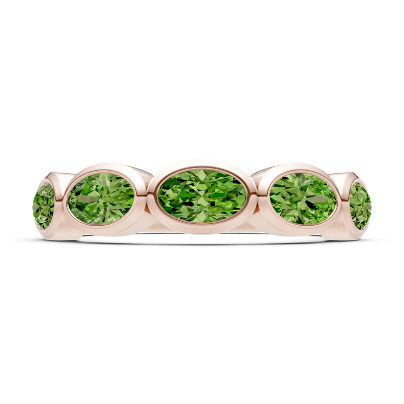 Oval Gemstone Bezel Set Half Eternity Band