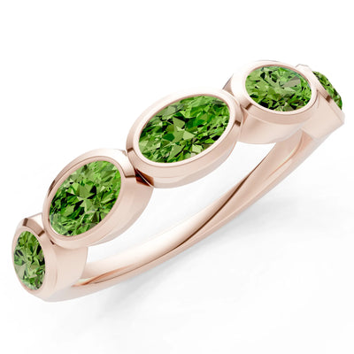 Oval Gemstone Bezel Set Half Eternity Band