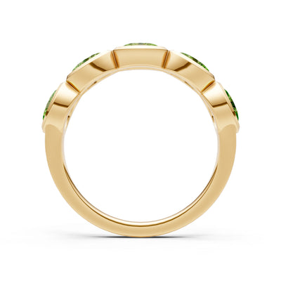 Oval Gemstone Bezel Set Half Eternity Band