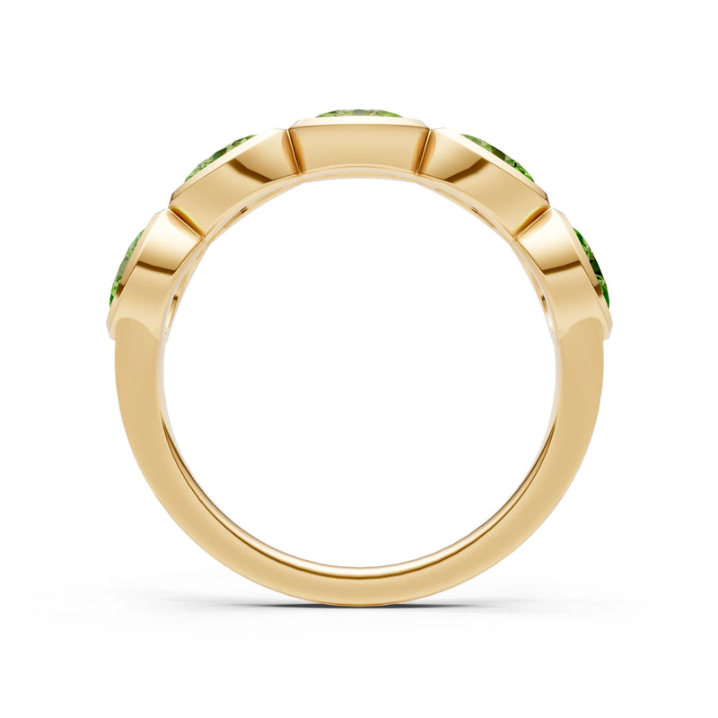 Oval Gemstone Bezel Set Half Eternity Band