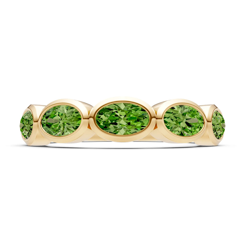 Oval Gemstone Bezel Set Half Eternity Band
