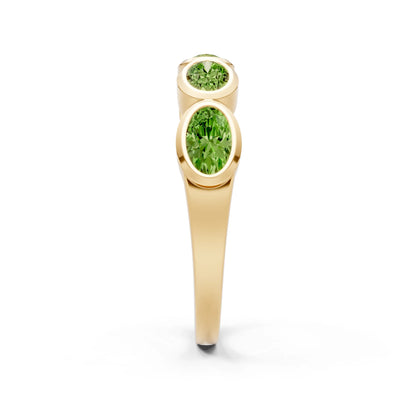 Oval Gemstone Bezel Set Half Eternity Band