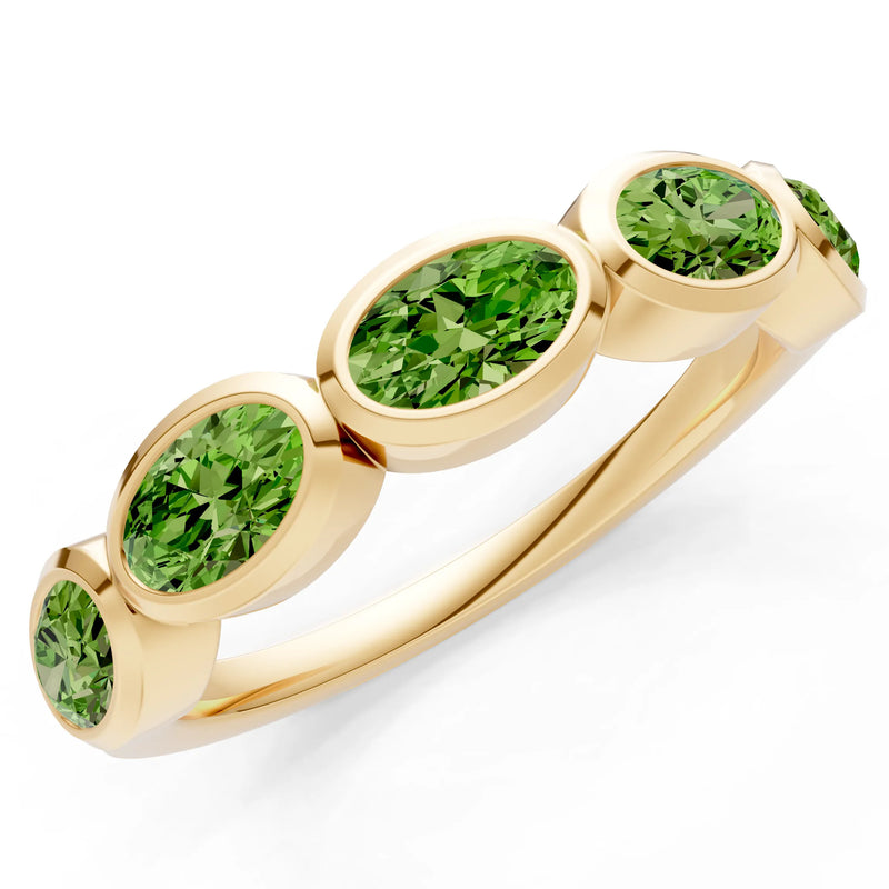 Oval Gemstone Bezel Set Half Eternity Band