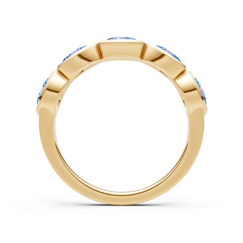 Swiss Blue Topaz Bezel Set Oval Cut Half Eternity Band