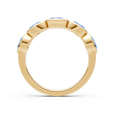 Oval Gemstone Bezel Set Half Eternity Band