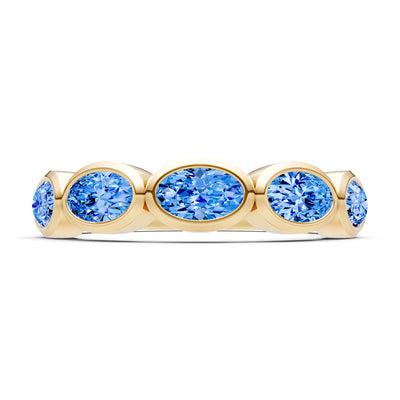 Swiss Blue Topaz Bezel Set Oval Cut Half Eternity Band
