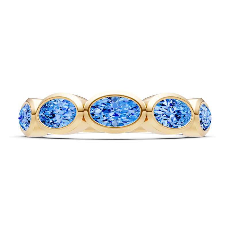 Swiss Blue Topaz Bezel Set Oval Cut Half Eternity Band