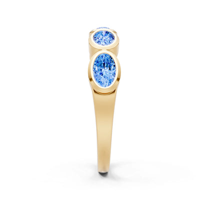Oval Gemstone Bezel Set Half Eternity Band
