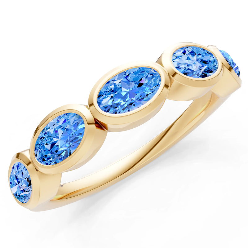 Oval Gemstone Bezel Set Half Eternity Band
