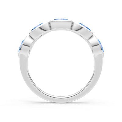 Oval Gemstone Bezel Set Half Eternity Band