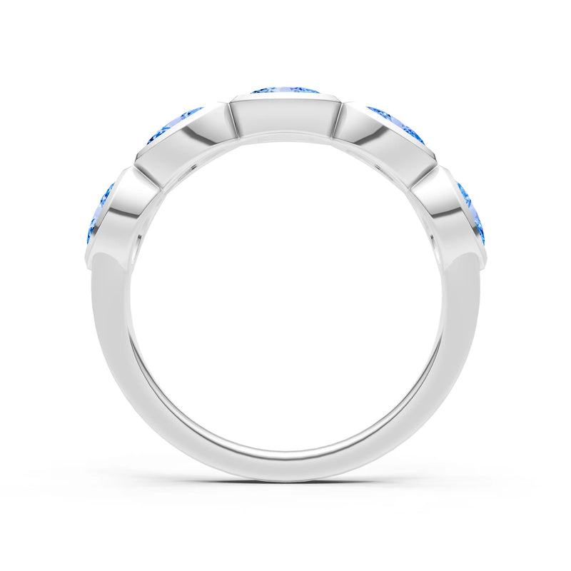 Oval Gemstone Bezel Set Half Eternity Band