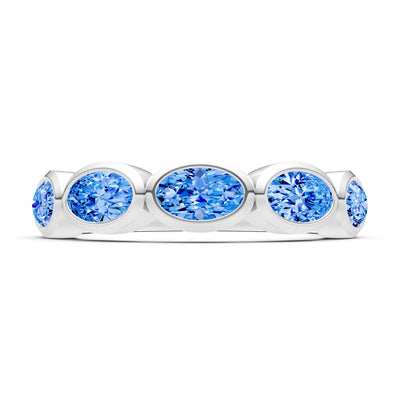 Oval Gemstone Bezel Set Half Eternity Band