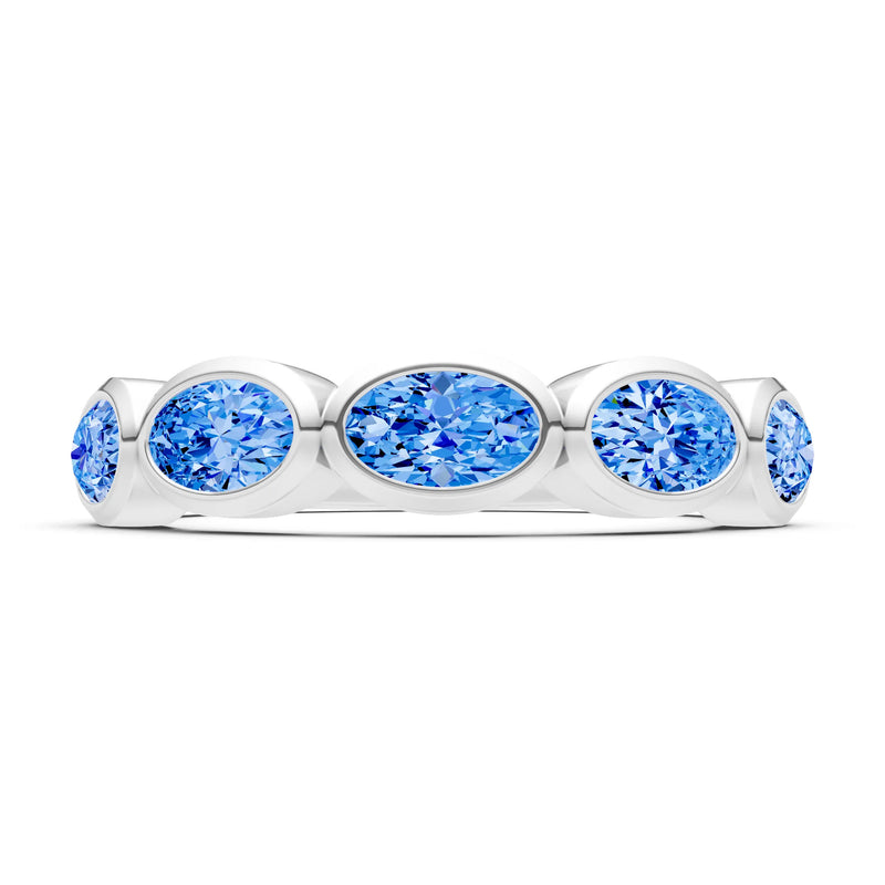 Oval Gemstone Bezel Set Half Eternity Band