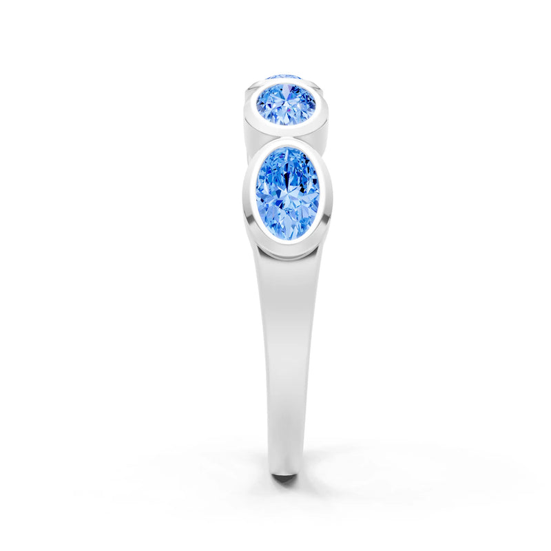 Oval Gemstone Bezel Set Half Eternity Band