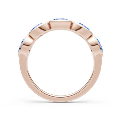 Oval Gemstone Bezel Set Half Eternity Band