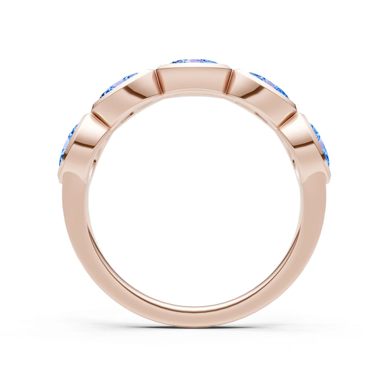 Oval Gemstone Bezel Set Half Eternity Band