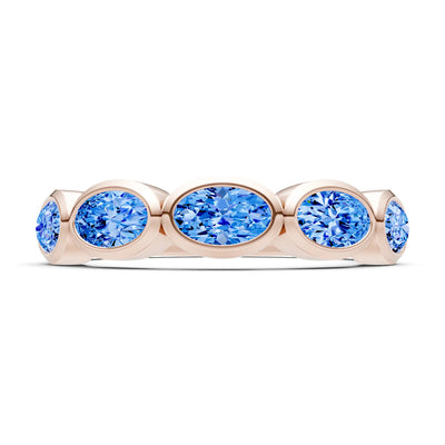 Oval Gemstone Bezel Set Half Eternity Band
