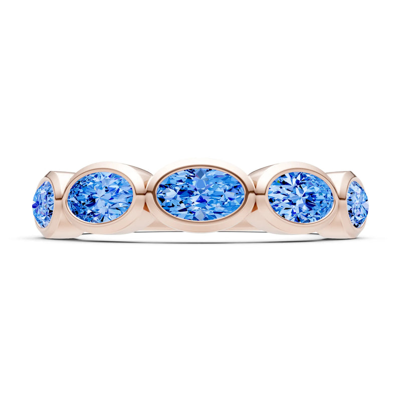 Oval Gemstone Bezel Set Half Eternity Band