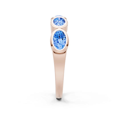 Oval Gemstone Bezel Set Half Eternity Band