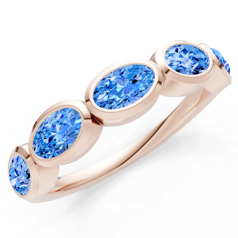Oval Gemstone Bezel Set Half Eternity Band
