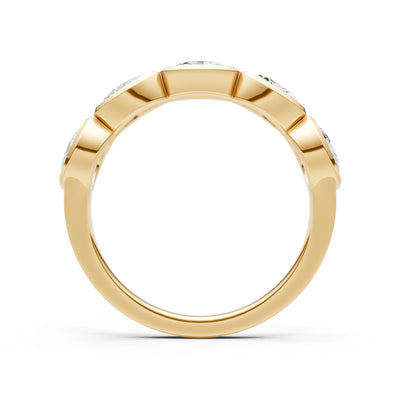 Oval Gemstone Bezel Set Half Eternity Band